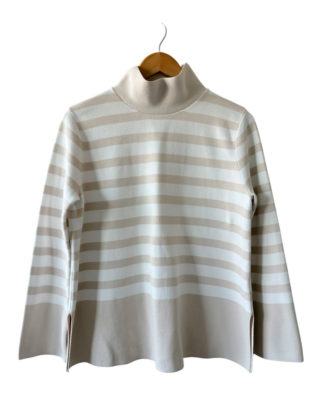 COS Beige Striped Mock Neck Sweater